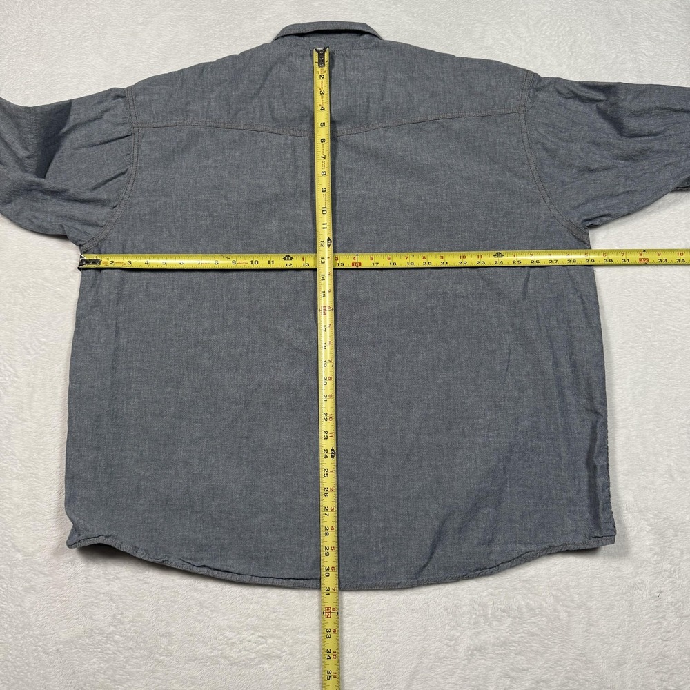 Key Shirt Mens 3XL Gray Western Pearl Snap Button Down Long Sleeve Workwear - Picture 7 of 10